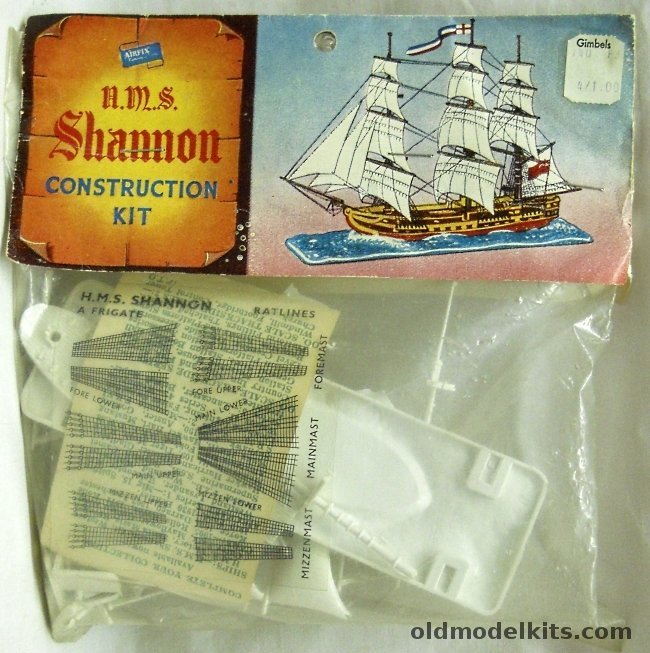 Airfix HMS Shannon With Sails - Type One Logo plastic model kit